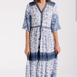 FP to Love blue boho button down maxi dress